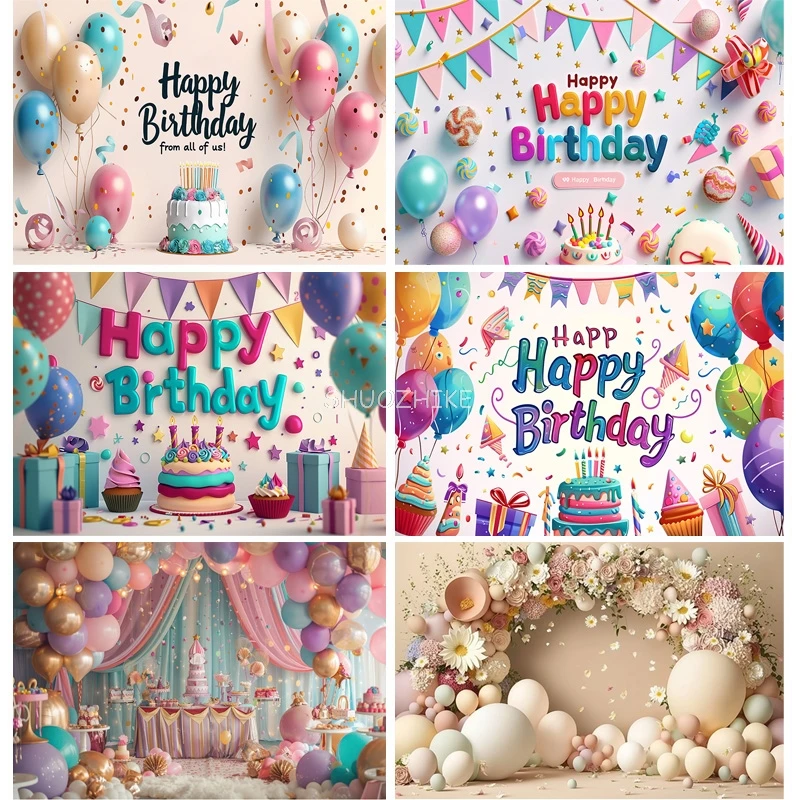 

Arch Balloons Happy Birthday Party Photography Backdrops Props Joyous Candyland Newborn Baby Photo Studio Background TF-08