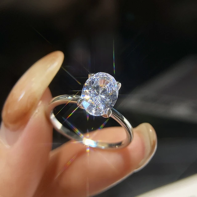 GRA 1 3CT 925 Sterling Silver Engagement Rings Oval Cut Solitaire Cubic Zirconia Wedding Promise Rings for Women Fine Jewelry AliExpress 36