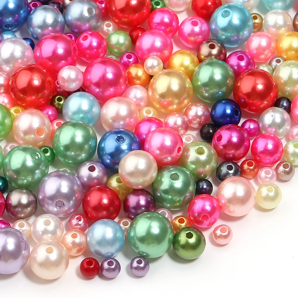 10-1000pcs Mixed Color ABS Imitation Pearl Beads With Hole Loose Beads For Jewelry Making DIY Necklace Hand Sewing Supplies
