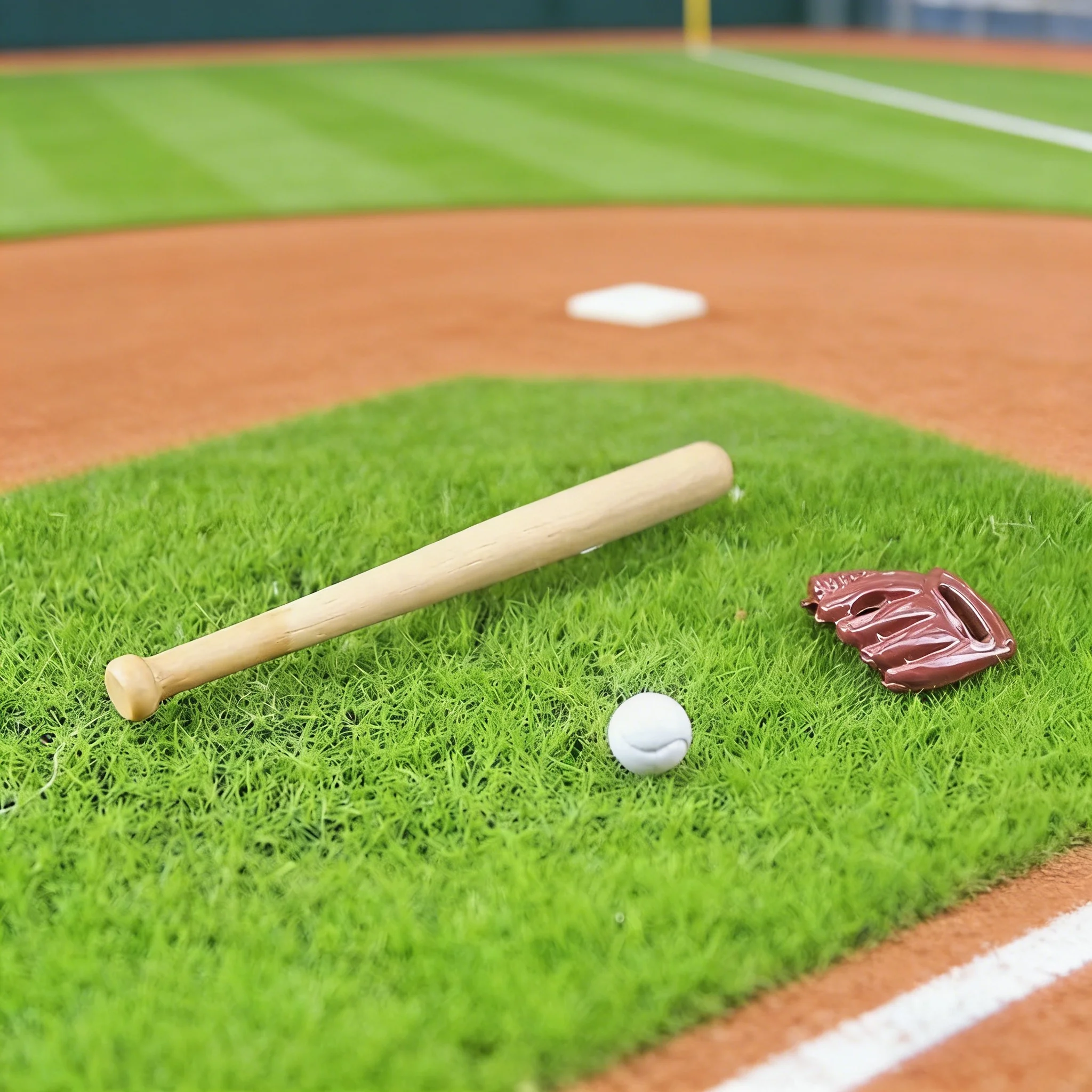 1/12 Dollhouse Miniature Baseball Bat Glove Three-piece Set DIY Dolls House Outdoor Scene Decor Accessory