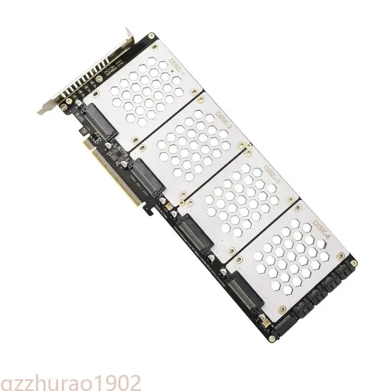 

97QB 4 Port M.2 SFF8639 NVME TO PCIE X16 Адаптер, Золотые контакты для быстрого