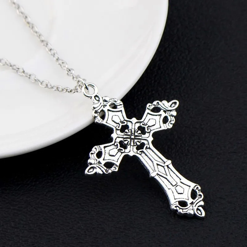Vintage Cross Pendant Necklace for Men Women Goth Accessories Gothic Grunge Male Neck Long Chain Summer Aesthetic Holiday Gifts