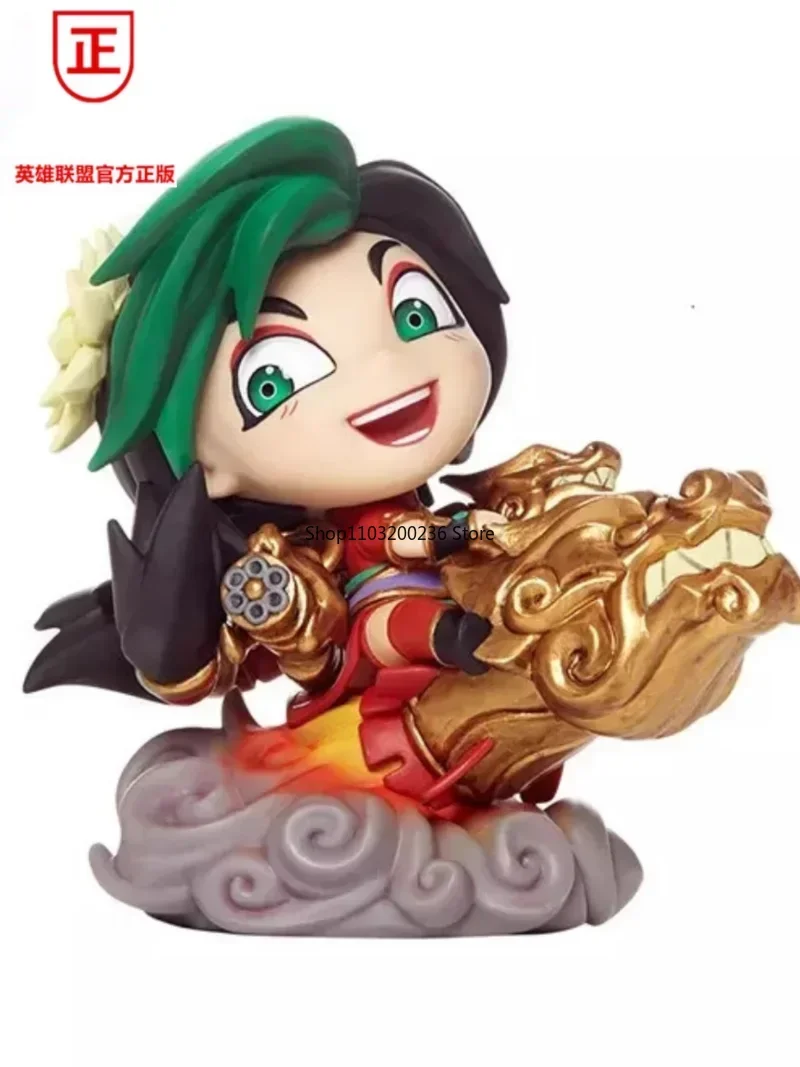 Original LOL League of Legends Firecr Acker Jinx Divine Dragon Q Version Game Statues Action Figures Collectible Ornaments Model