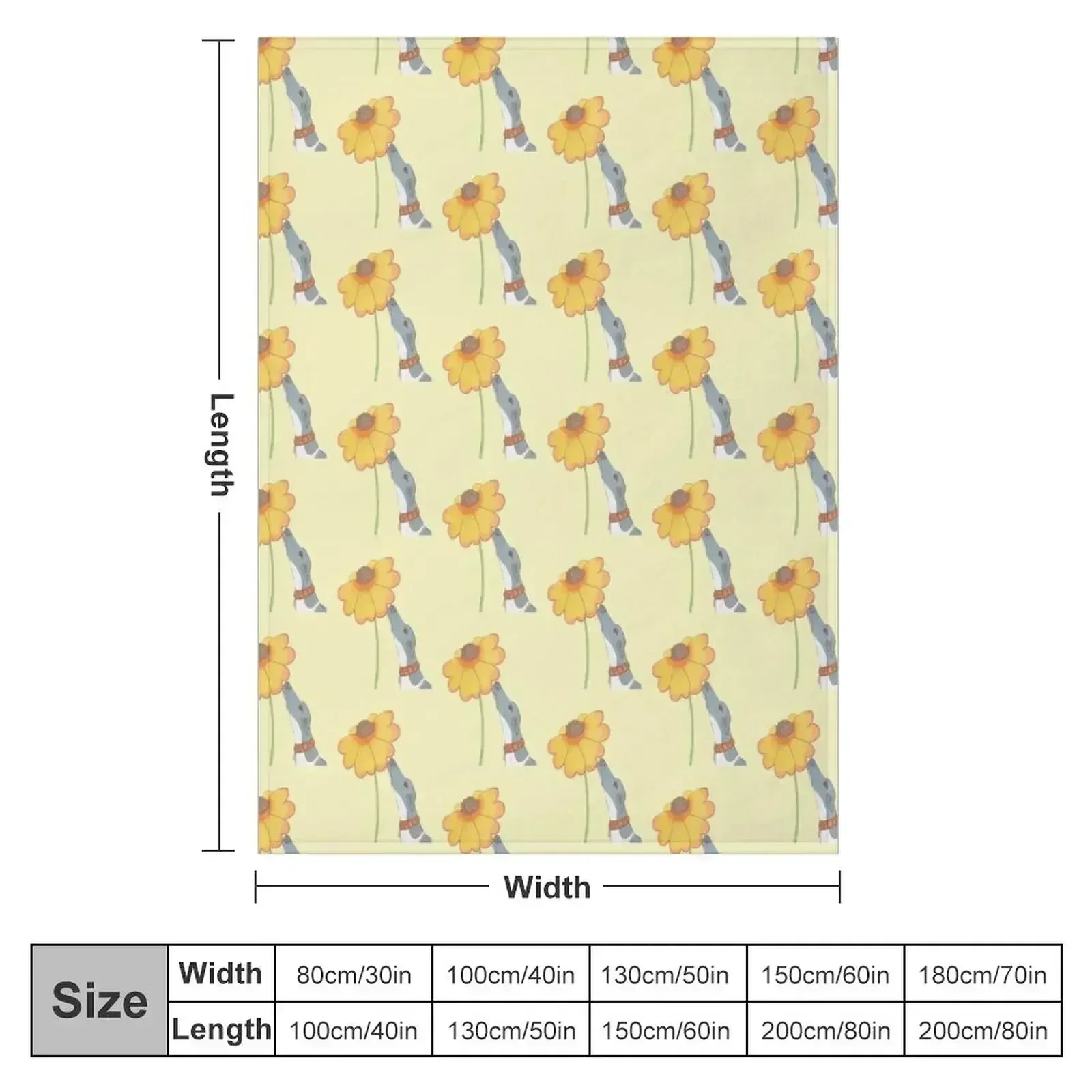Just Sniffing Sunshine - Greyhound Sniffing a Yellow Flower Throw Blanket couch cozy soft plush fuzzy picnic outdoor blanket