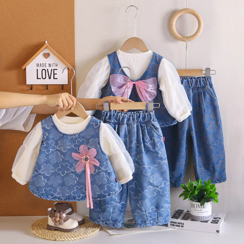 New Autumn Baby Girls Clothes Set Children Boys Long Sleeved T-Shirt Vest Pants 3Pcs/Set Fashion Infant Clothing Kids Tracksuits