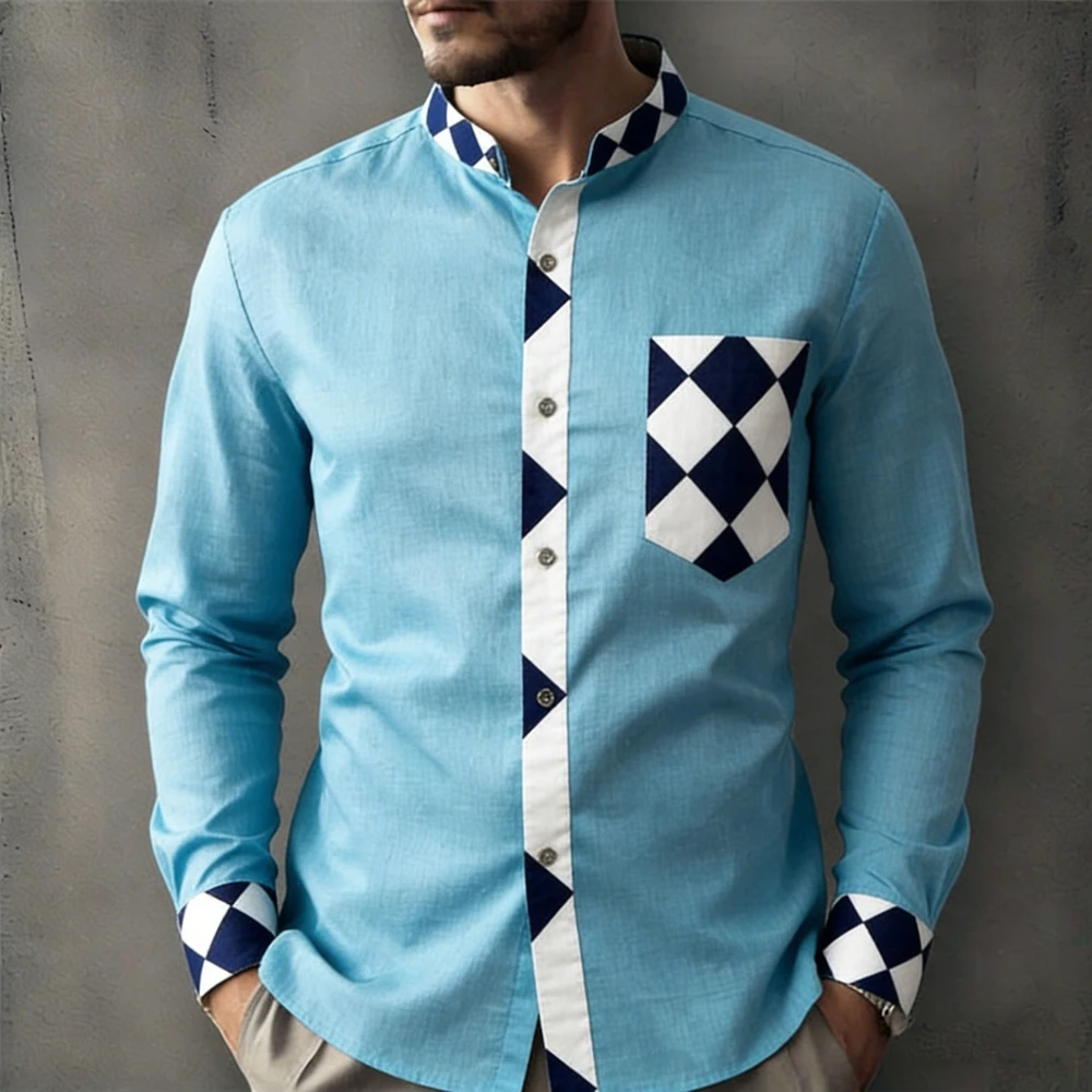 2026 Men's Linen Long-sleeved Shirt High-definition Edge Printing Micro-elastic Fabric Business Casual Men's Spring New Product