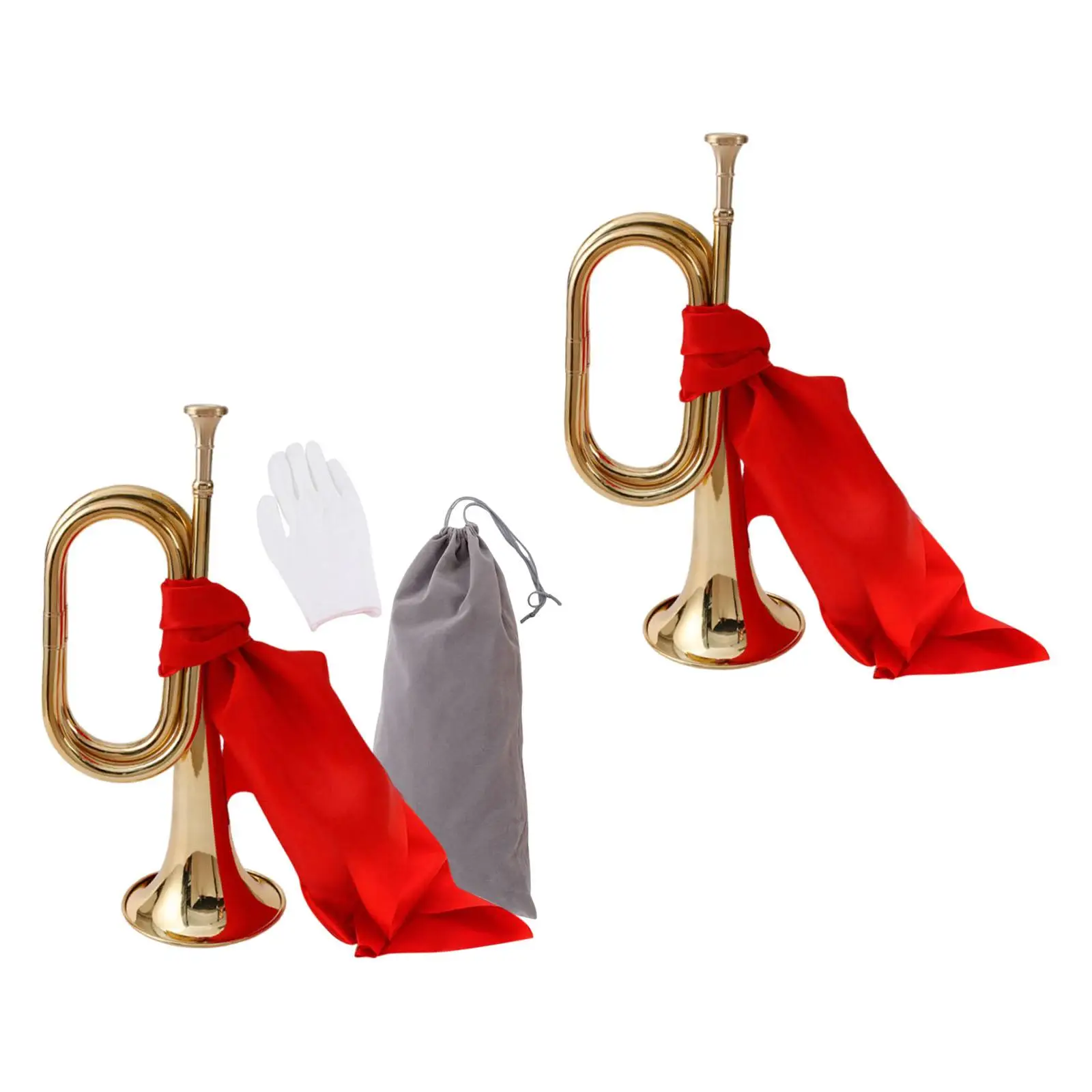 Mini Brass Instrument Portable Cavalry Trumpet for Orchestra Students Kids