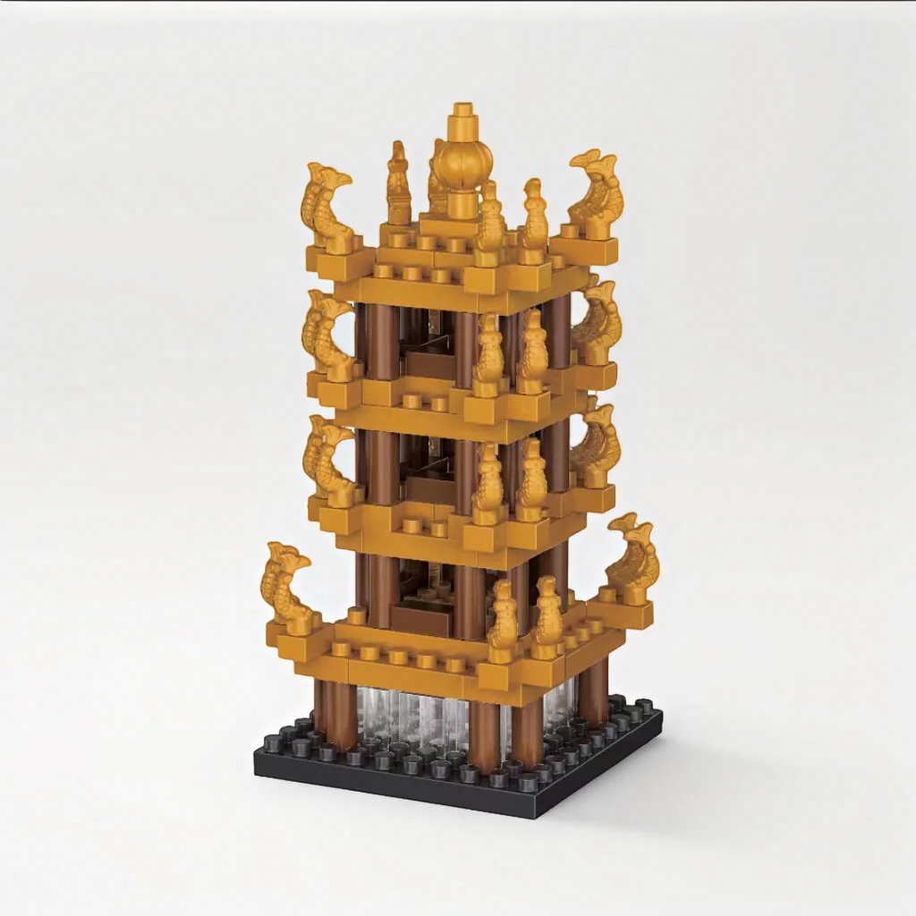 

Knew Built Snowy Tower of Ancient China Exquisite Building Blocks Construction Toy Optional LED Light for Stunning Scenic Beauty