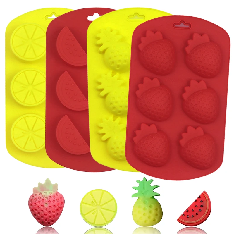 3D Fruit Shape Silicone Mold For Baking Candy Ice Cube Tray Lemon Watermelon Strawberry Pineapple Chocolate Cake Decoration Tool