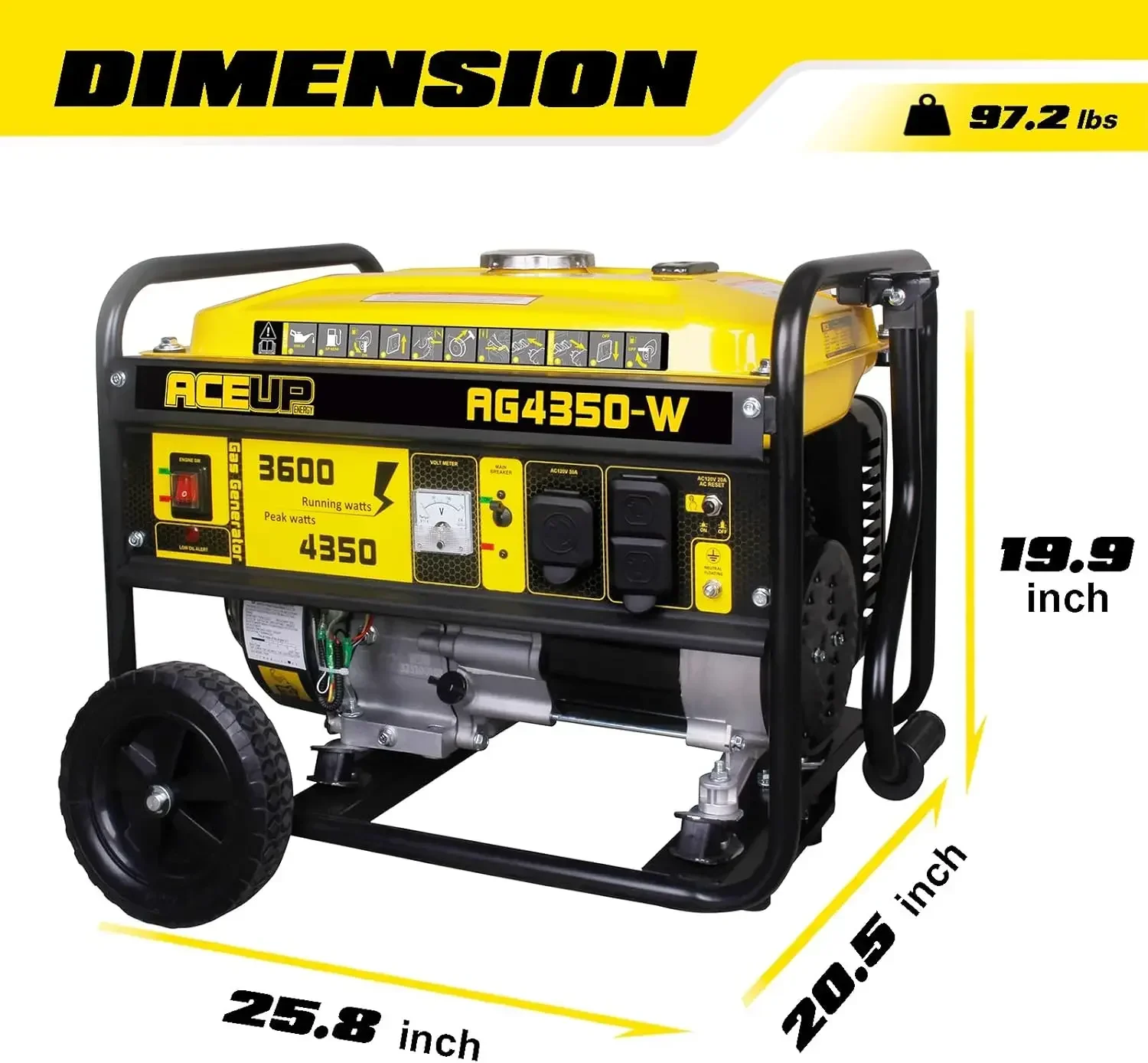 

Портативный газогенератор XMSJ 4350 Вт с комплектом колес, розетка 30 А, EPA для домашнего использования