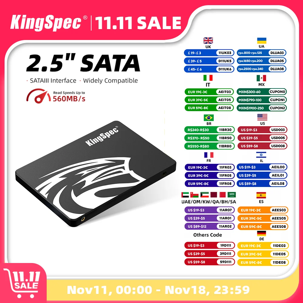 KingSpec SSD 120G 240gb 256GB 512GB 1TB Hdd 2.5 Sataiii  Hard Disk Drive for Computer Laptop Ssd Internal Hard Drive SATA Disk