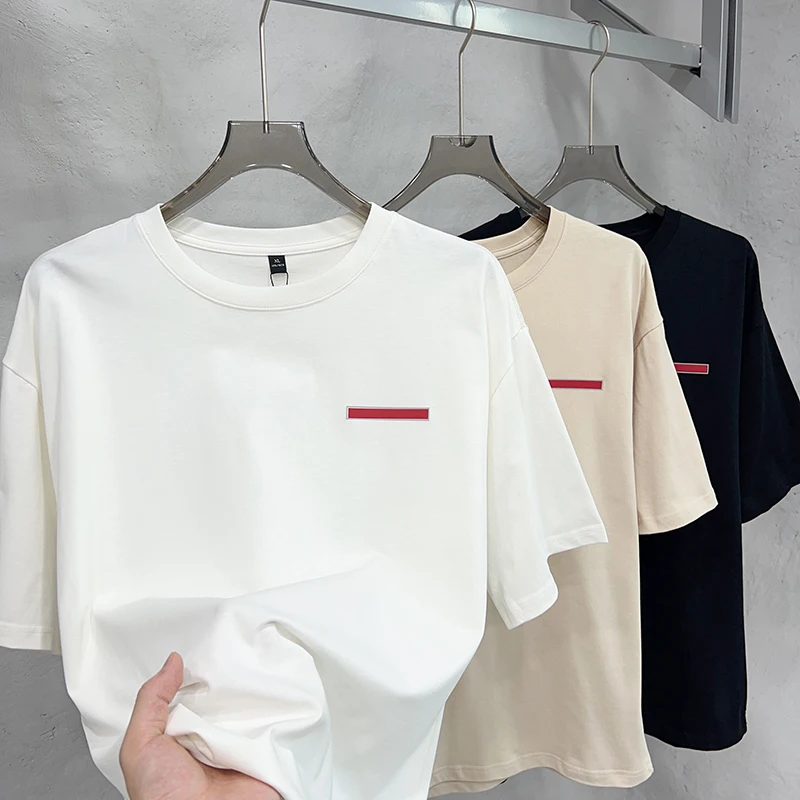 صندوق خشبي عالي الجودة من القطن الخالص للصيف كلاسيكي كاجوال ort Sve T-shirt ex 240g Stand Fit Round Ne Basi...