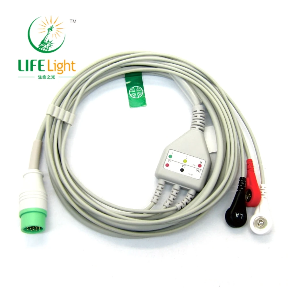 

Compatible with b*iolight A-series Patient Monitor 3/5 Lead Wire with Clip/Snap ECG EKG Cable ECG Data Monitoring Workstation