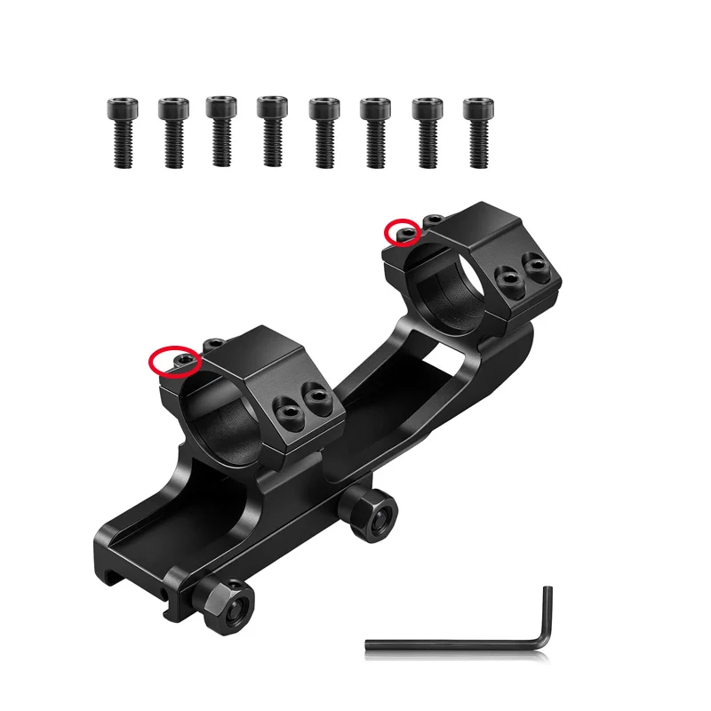 スコープマウント 1インチ/30mm リングマウント、20mmレールウィーバーピカティニーベースに適合、カンチレバーフォワードデュアルリング、狩猟、おもちゃの銃アクセサリー