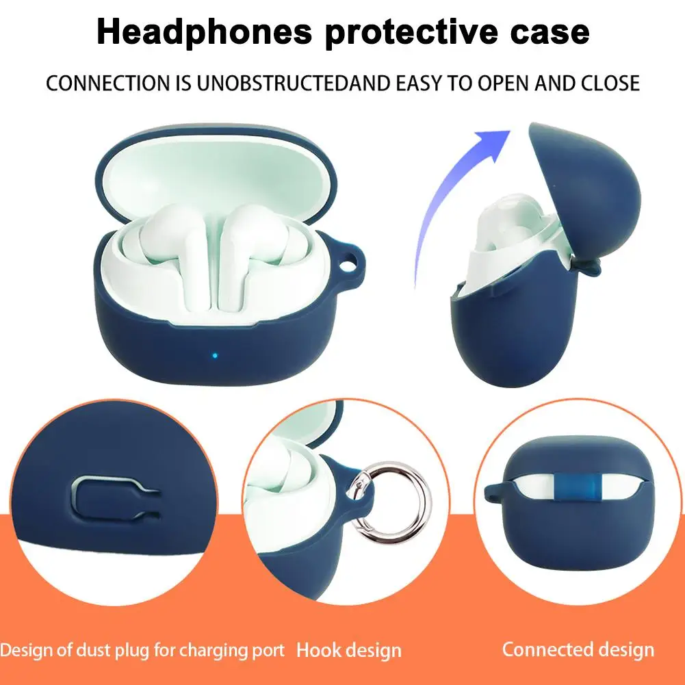 Silicone Case forBaseus BP1 Pro Case Solid Color Protection Earphone Cover with Hook Charging Box Case