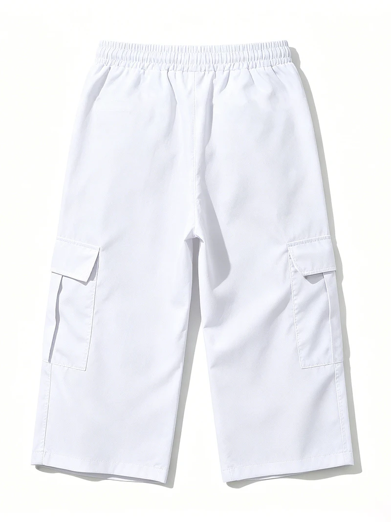 2026 New Men Multi Pocket Cargo Capri Shorts Loose Fit Daily Street Travel Outdoor Casual Drawstring Waist Cropped Short Pants