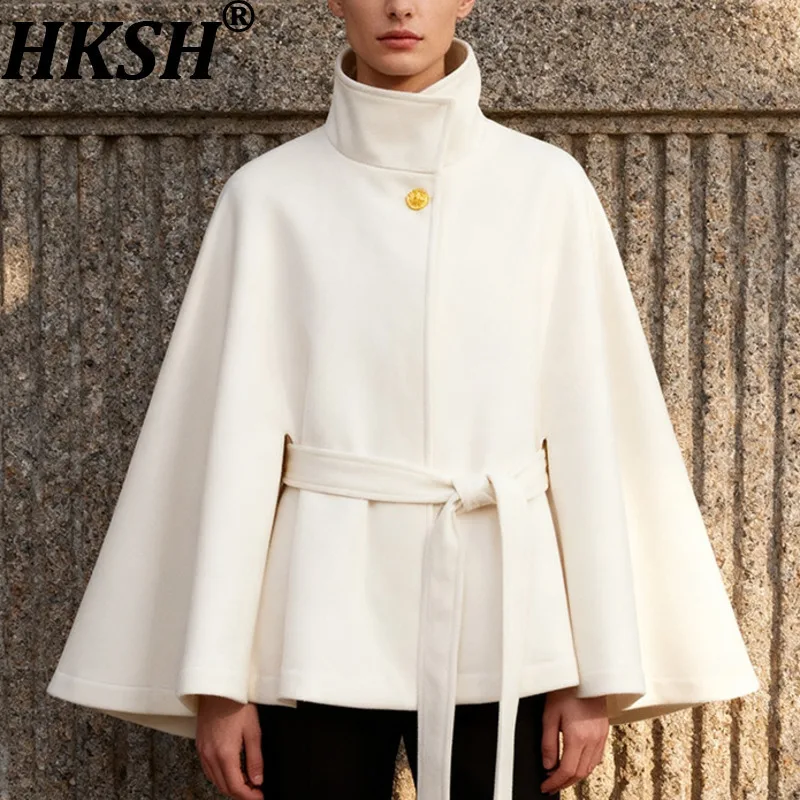 

HKSH весенне-осеннее новое женское короткое пальто с воротником-стойкой, однотонная накидка на одной пуговице с поясом, элегантная куртка Tide Ins HK16015