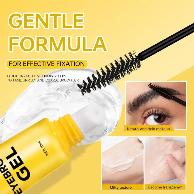Transparent Brow Styling Mascara, Shaping Brow Gel Clear Strong Setting Waterproof Smudge-Proof Eyebrow Glue for Natural-Looking