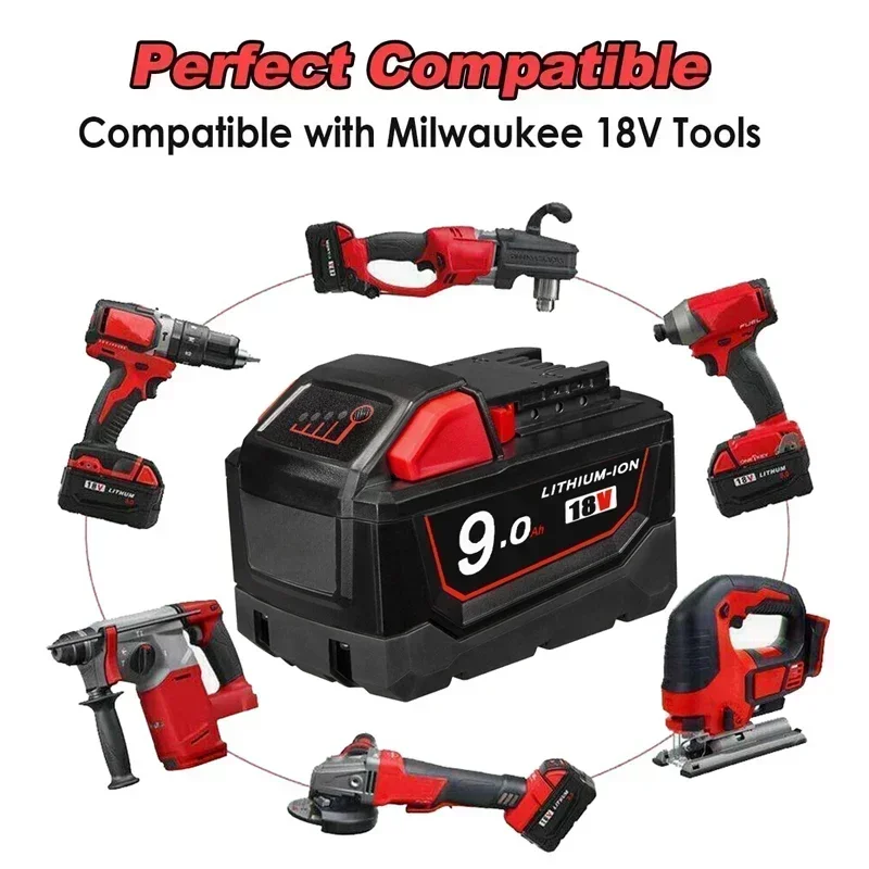 New 18V 12Ah Replacement for Milwaukee M18 XC Lithium Battery 48-11-1860 48-11-1850 48-11-1840 48-11-1820 Rechargeable Battery