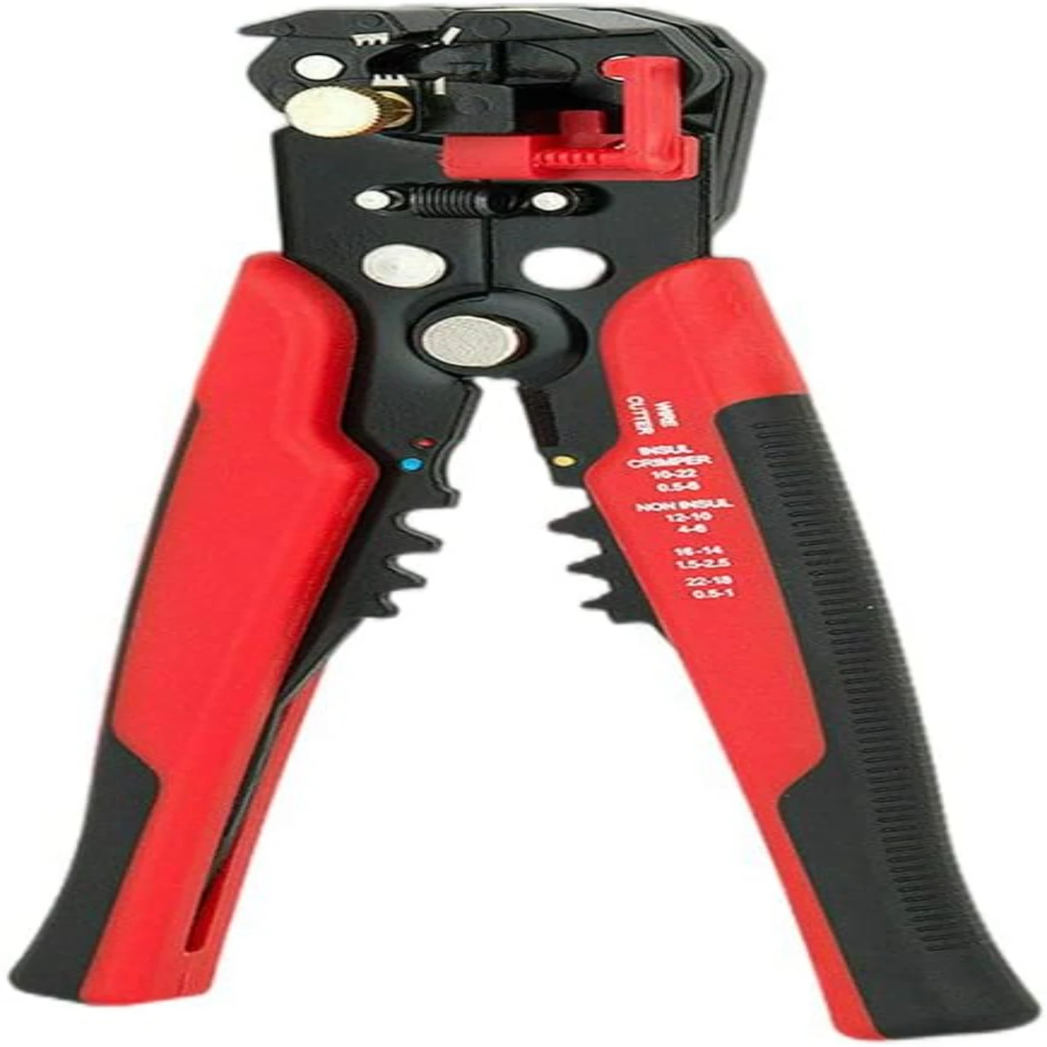 5 in 1 Self-Adjusting Wire Stripper Cutter and Crimper Tool for 10-24 AWG Wires (0.2-6.0mm²) - Red Color