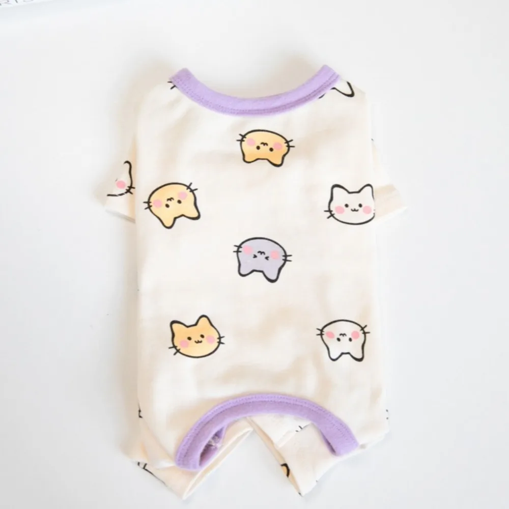 Autumn and Winter Printed Four Legged Home Protection Belly Cute Cat Jumpsuit Dog Cat Female Dog Warm Pet Clothes Clothing