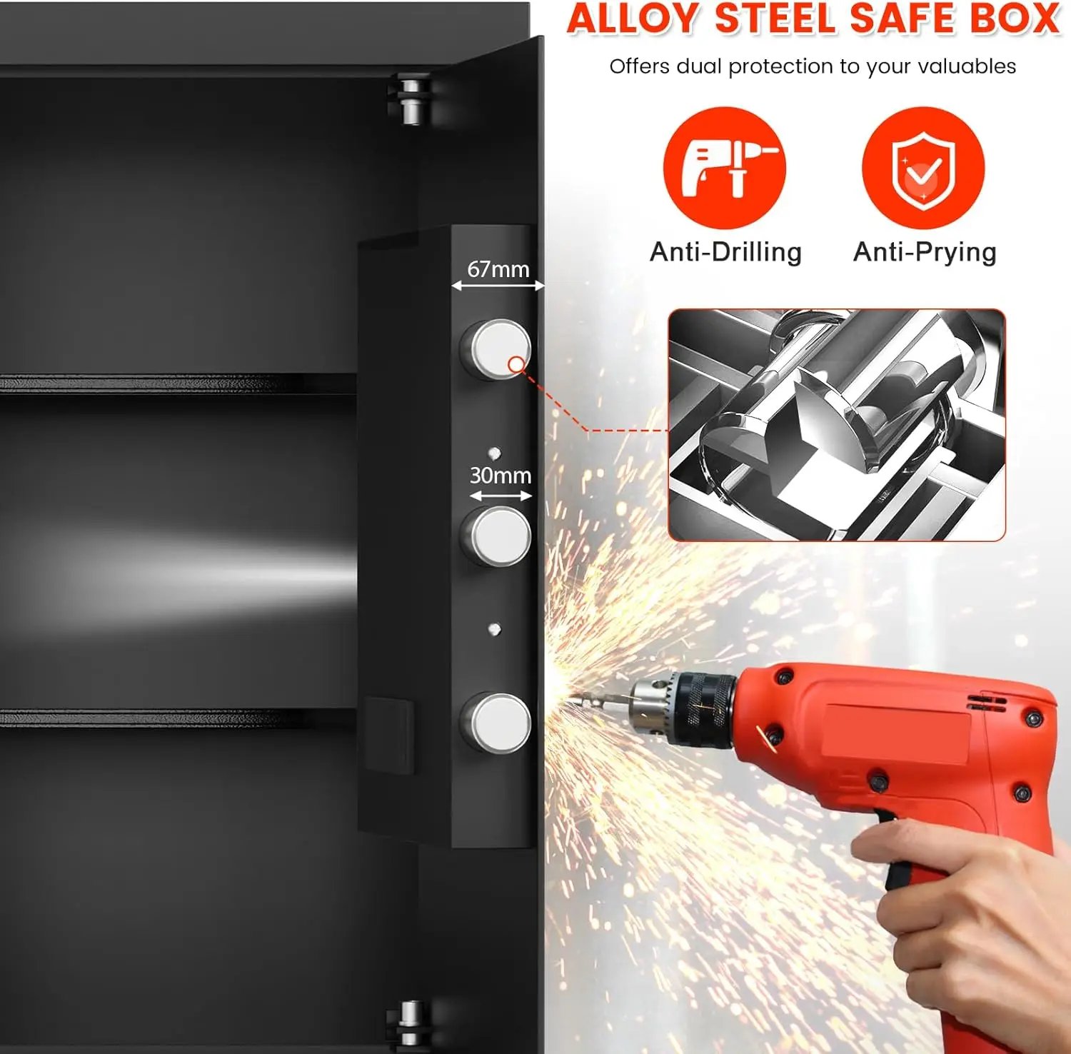 5.0 Cub Large Safe for Home, Digital Security Safe Box with Combination Lock, Removable Shelf and Alarm System, Anti-Theft Docum