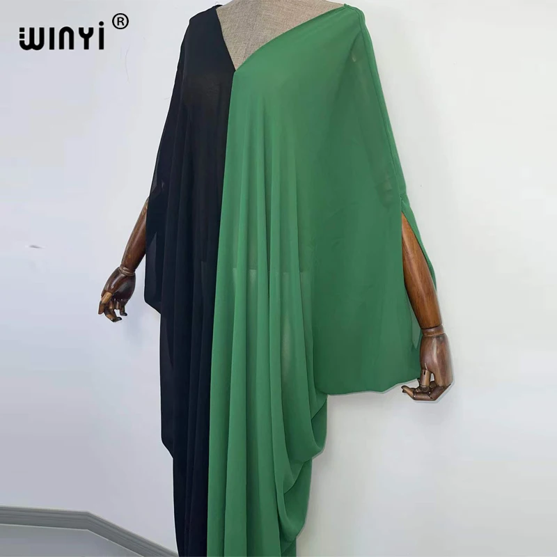 Summer WINYI V-neck elegant Women tassel  Long Loose robe femme free size Middle East Female assorted colors Holiday dress