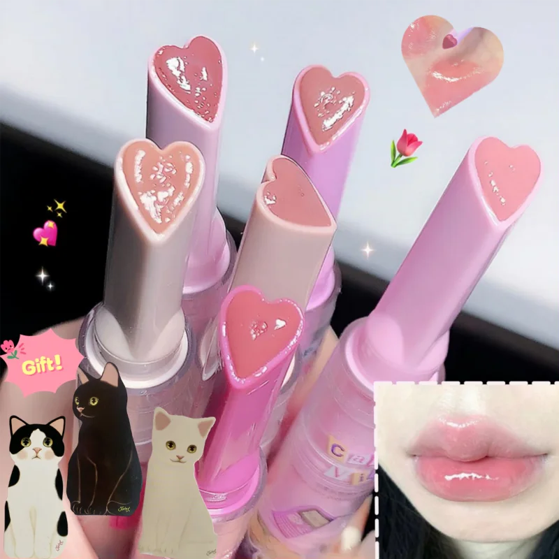 Jelly Mirror Lipstick Lip Clear Glaze Flowers Loves Non-stick Cup Long-lasting Lipstick Transparent Waterproof Make Up Wholesale