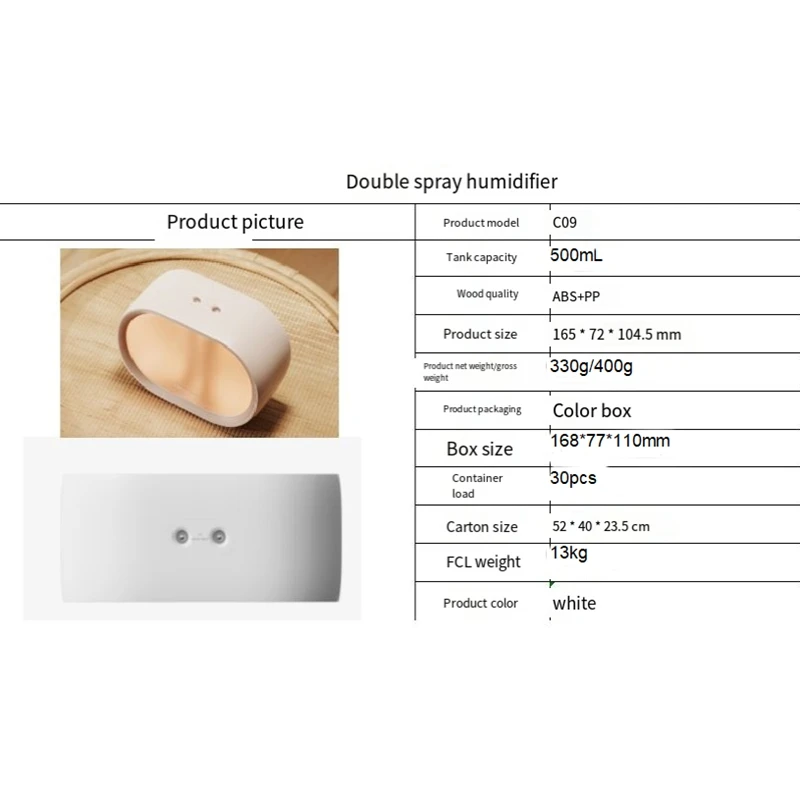 Umidificatore portatile ricaricabile, luce notturna piccolo umidificatore per camera da letto, umidificatori a nebbia per bambino, Desktop, ufficio, sonno durevole