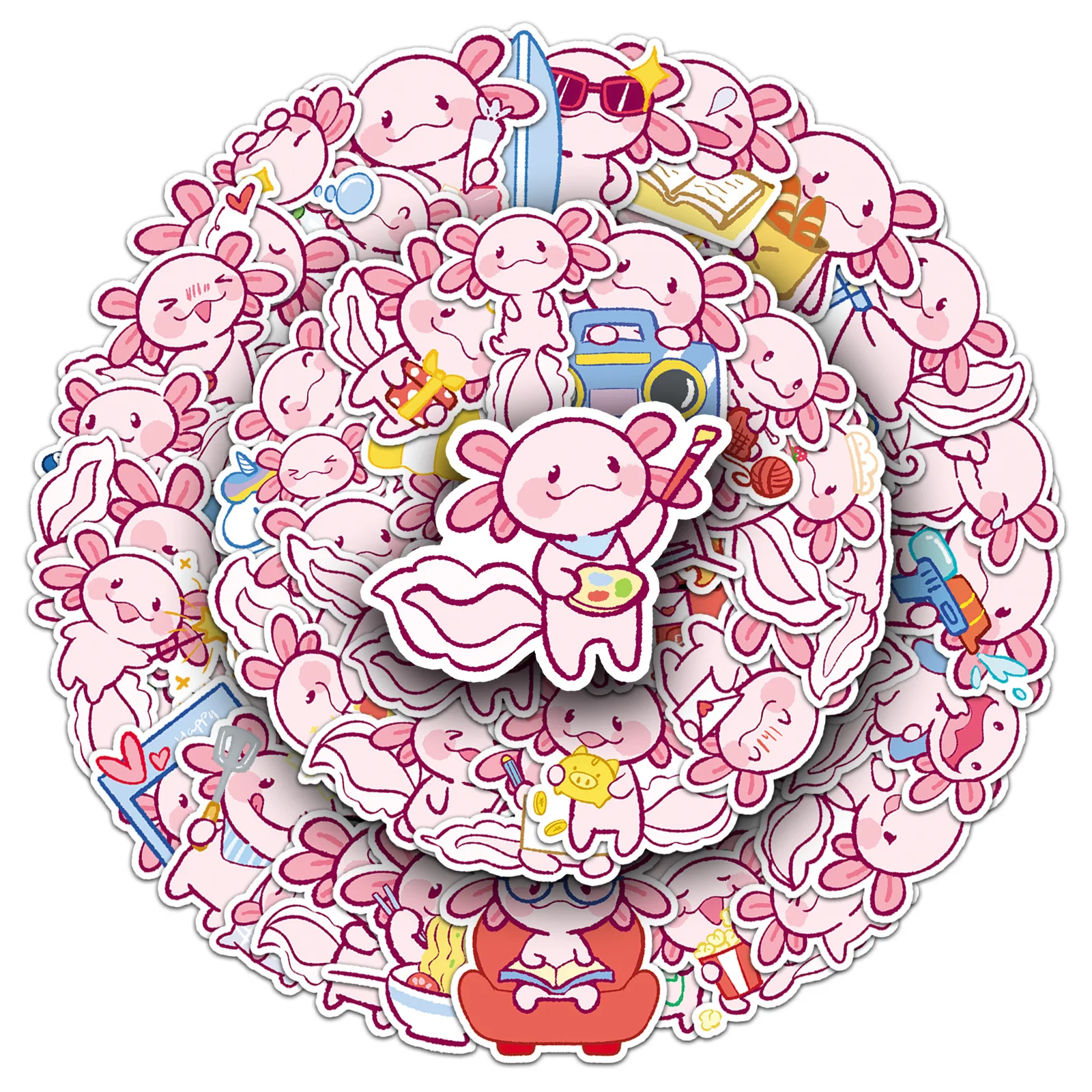 50 pezzi carino salamandra personalità quotidiana dei cartoni animati divertenti graffiti adesivi decorativi tazza d'acqua frigorifero giocattoli decorativi