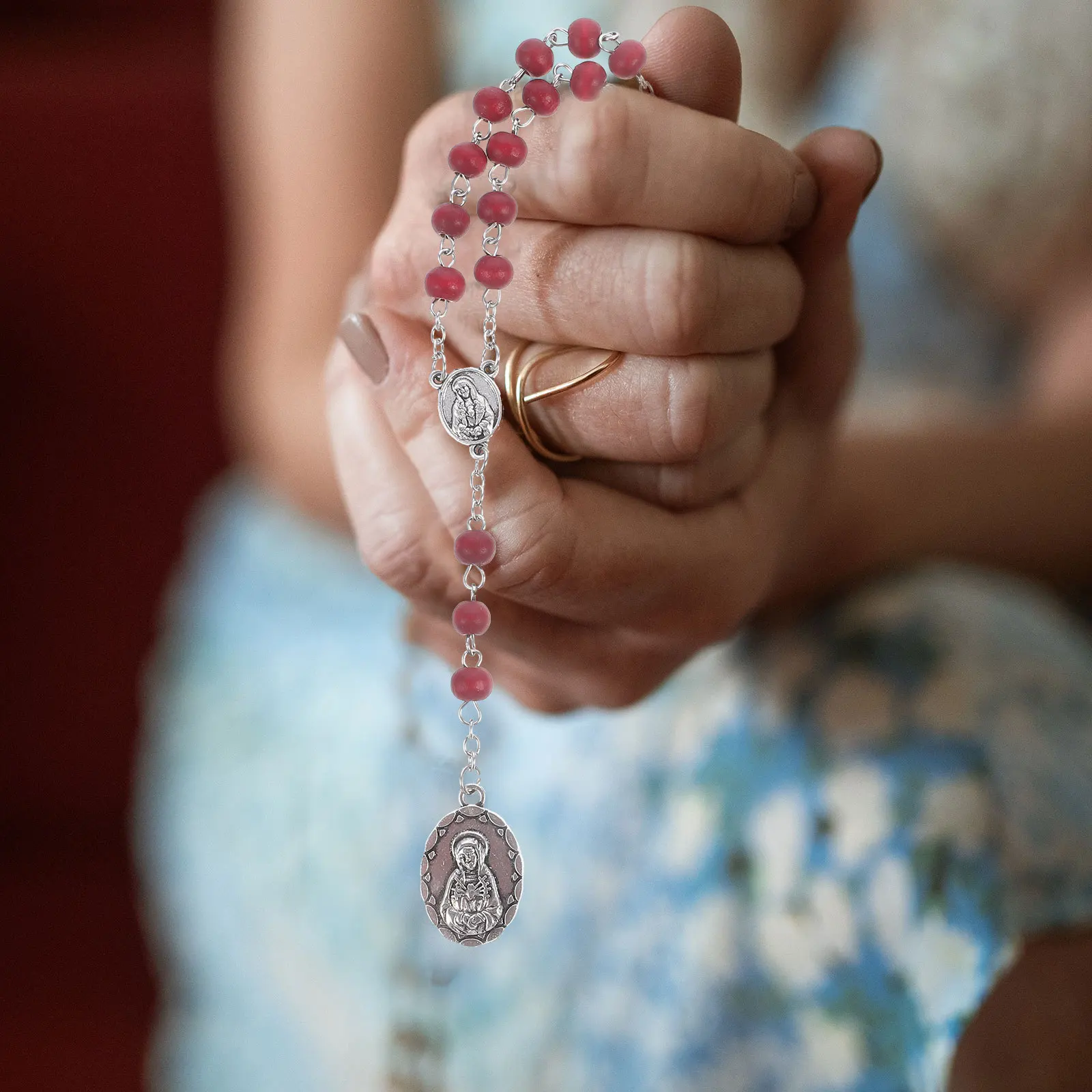 

Rosary Necklace Religious Beaded Chain Vintage Prayer Beads Faith Jewelry Gift For Women Men Wedding Christmas