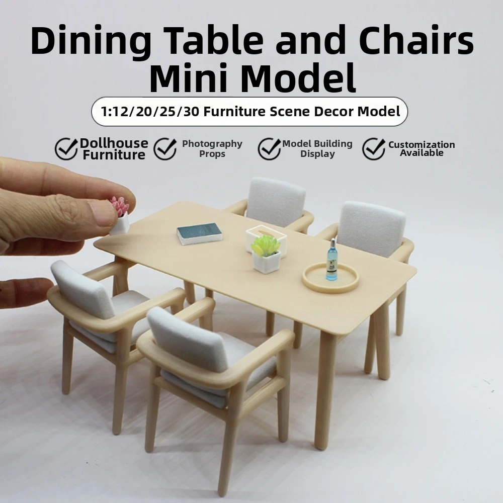High Quality Multistyles Miniature Furniture Set PLA Mini Dollhouse Table 1:20 1:25 1:30 Scale Dollhouse Decoration Scene