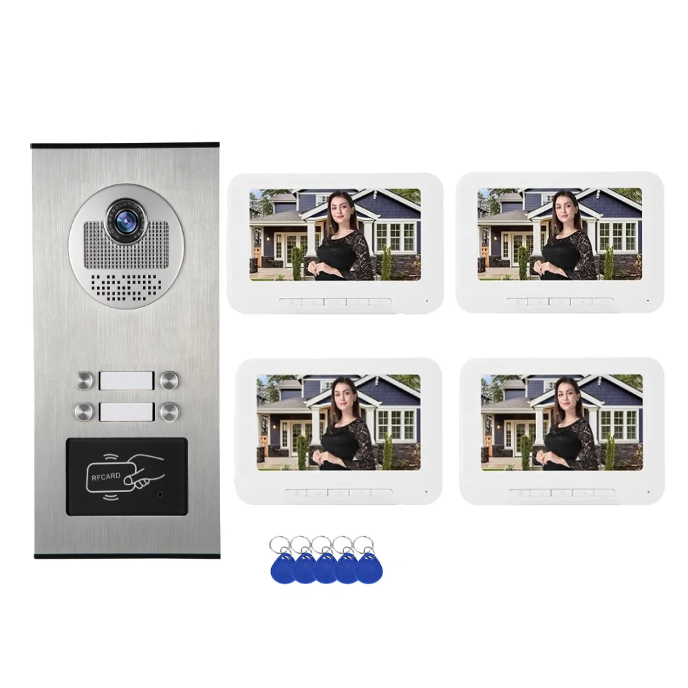 تتفاعل فتح بناء فيديو باب الهاتف 2-6 وحدات شقة فيديو نظام اتصال داخلي قفل كهربائي الوصول جرس باب يتضمن شاشة عرض فيديو حماية أطقم