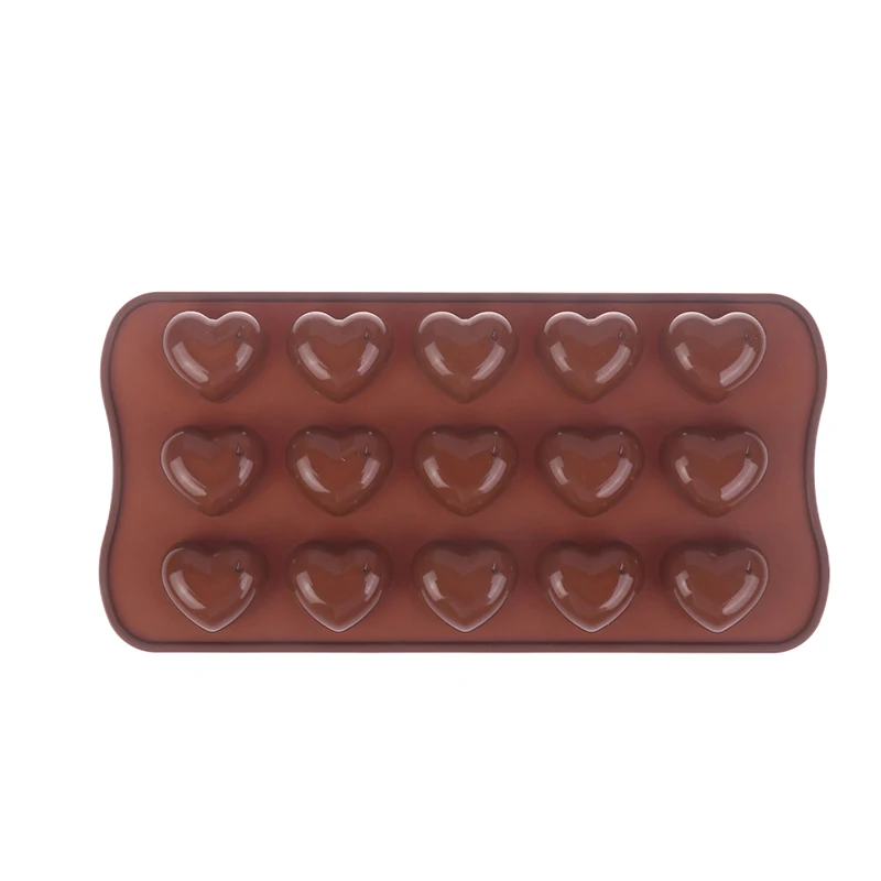 1pc Heart-shaped Silicone Mold 15 Hole Three-dimensional DIY Chocolate Ice Grid Mousse Mold Soft Candy Baking Mold