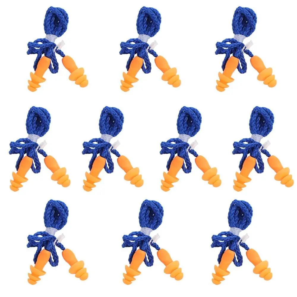 

10PCS Corded Silicone Noise Earplug Tapered Noise Reduction Insulation Earplug Slow Rebound Sound Insulation Ear Plugs Sleep Aid