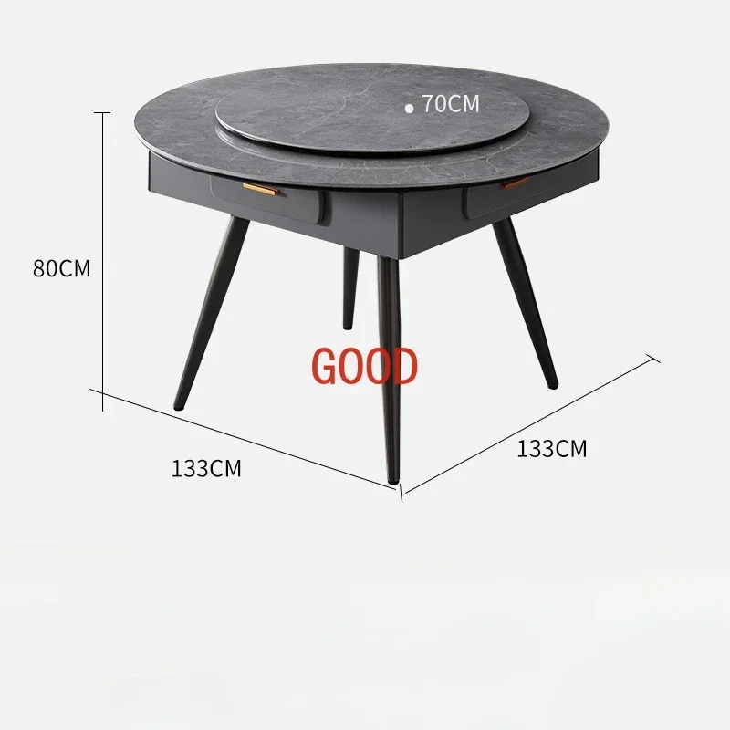 

Solid Wood Mahjong Table Stone Plate Dining Table Automatic Shuffling Household Mahjong Machine Dual-Purpose in One round Table