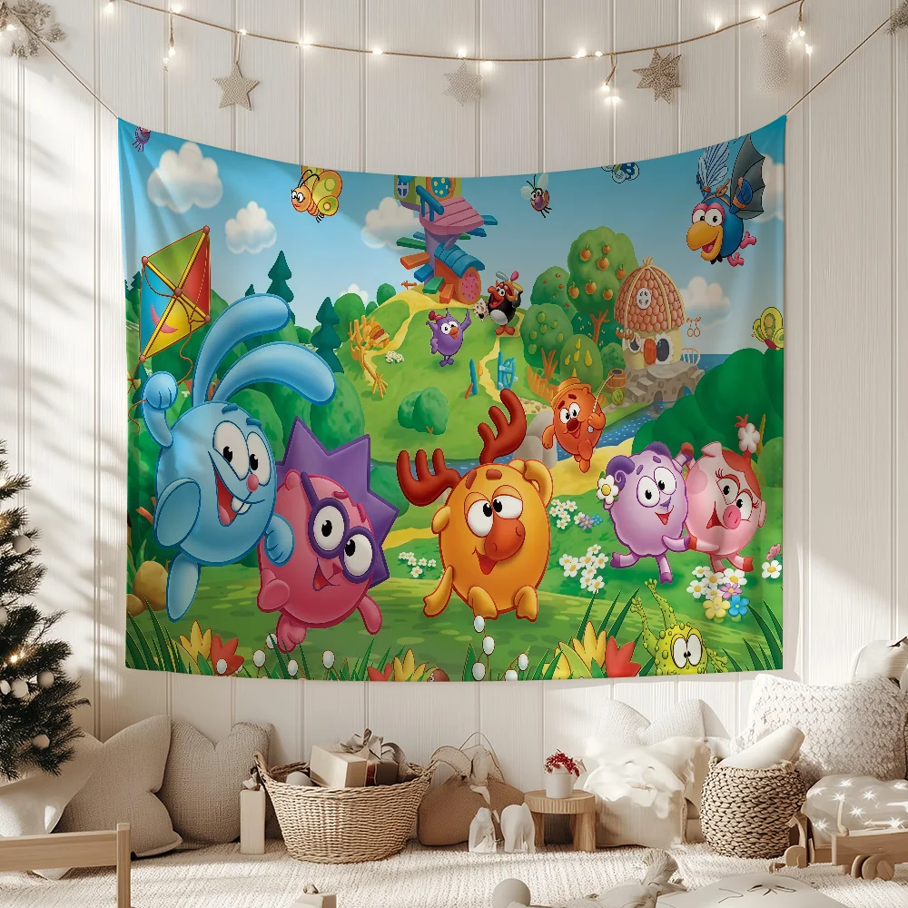 Cartoon Smeshariki Cute flag For Garden Party Living Room Home Wall Decor Banner Bedroom Outdoor Tapestry