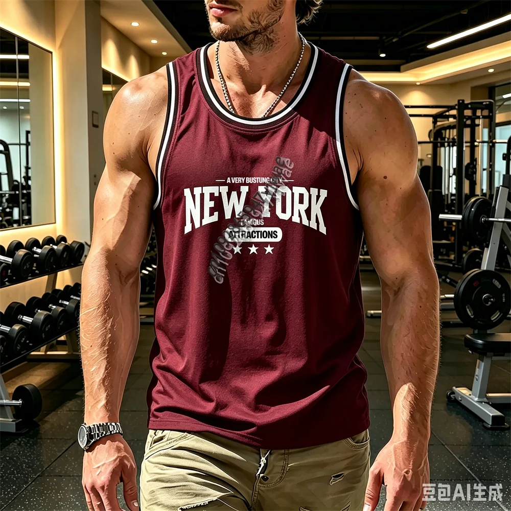 A Very Bustung City New York 3D-gedrucktes Basketball-Trikot für Herren, Basketball-Tanktop, Fitness-Weste, schnell trocknendes Sport-Tanktop – Detail 5