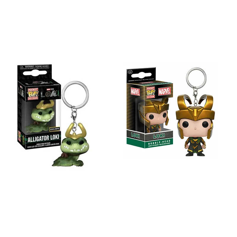 Funko POP llavero de juguete de bolsillo Pop llavero de cocodrilo Loki figura de acción Bobble Head Loki colección modelo juguetes llavero regalos