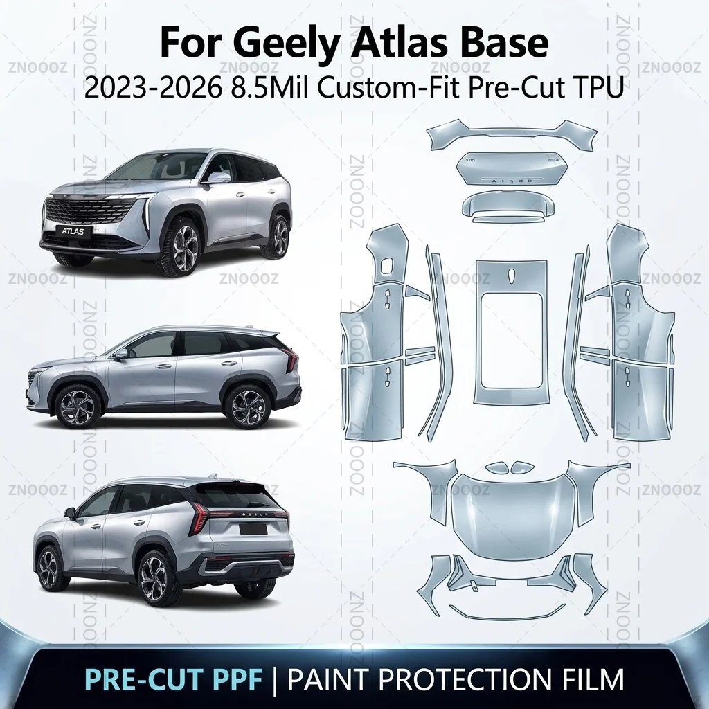 For Geely Atlas Base 2023-2026 8.5Mil Custom-Fit Pre-Cut TPU PPF Paint Protection Full Vehicle Glossy Clear Matte Black