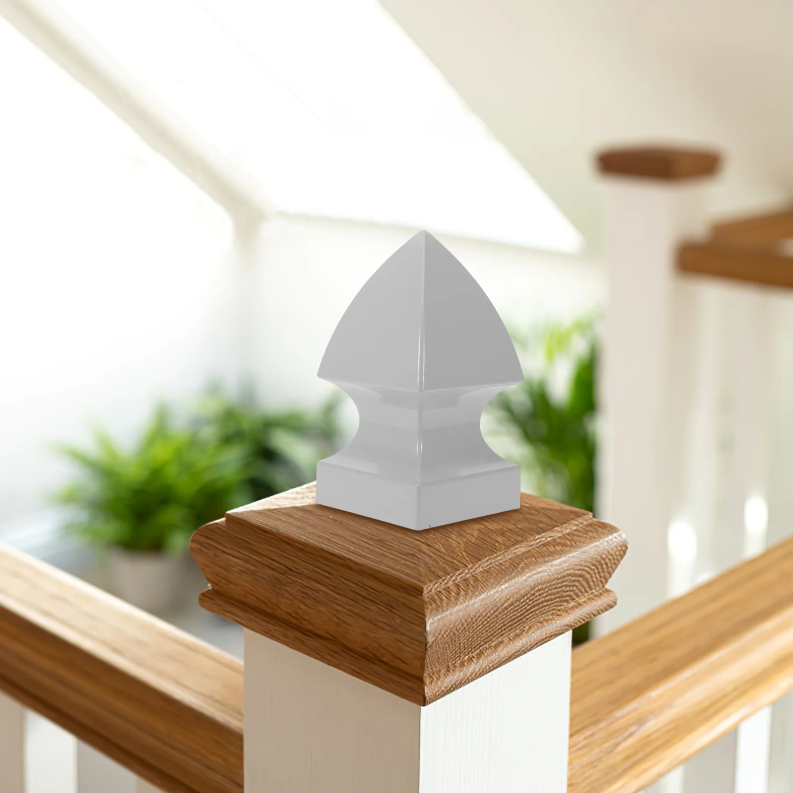 القوطية نمط 5 "X 5" بولي كلوريد الفينيل سياج آخر قبعات رمادي داكن في الهواء الطلق الدرج درابزين نهاية يغطي الطقس مقاومة سطح السفينة درابزين