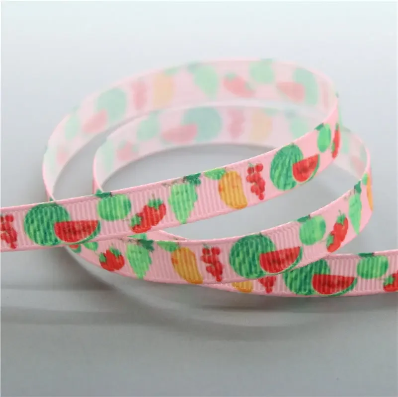 DUWES 3/8'' Donut Fruit Lemon Printed Grosgrain Ribbon Hair Bow Headwear Party Decoration Wholesale OEM 9mm D2541