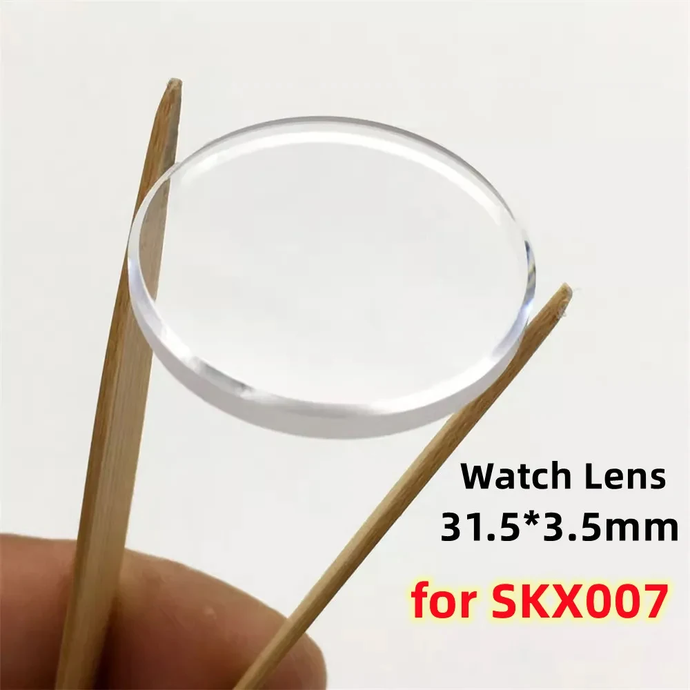 31.5mm Beveled Ceramic Bezel Sapphire Watch Glass Transparent Lens 3.5mm Thick Round Glass for SKX007 Movement Watch Repair Part