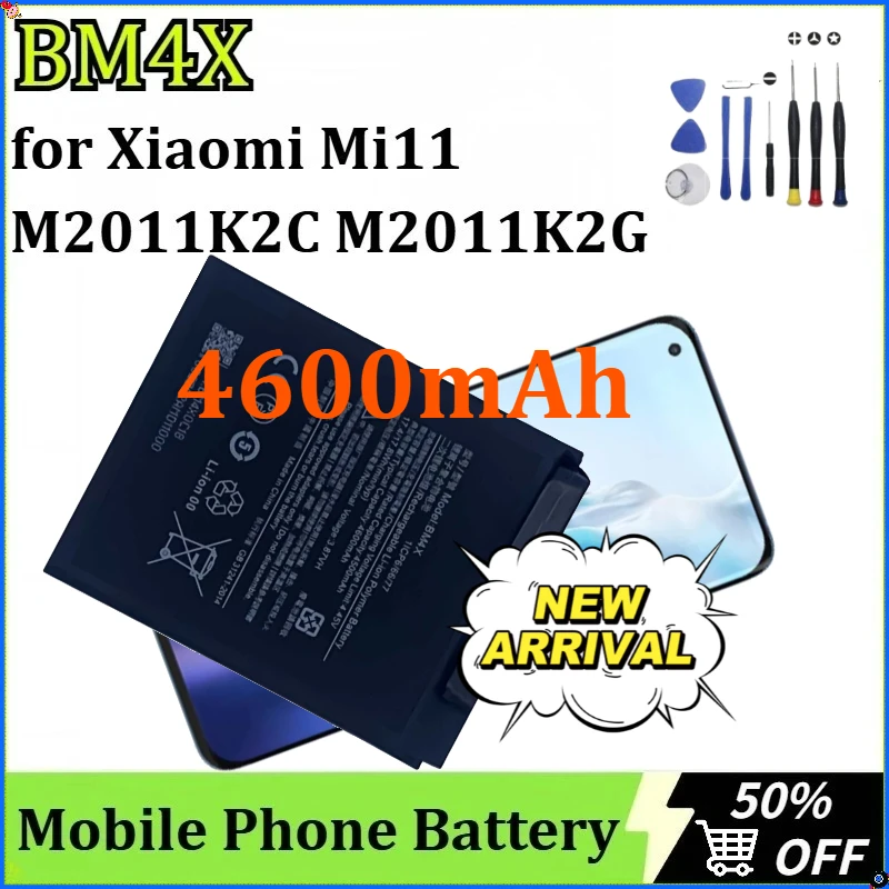 

For Xiaomi Mi11 M2011K2C M2011K2G Newly Upgraded BM4X Mobile Phone Battery High Quality Replacement Battery 4600mAh + Tools