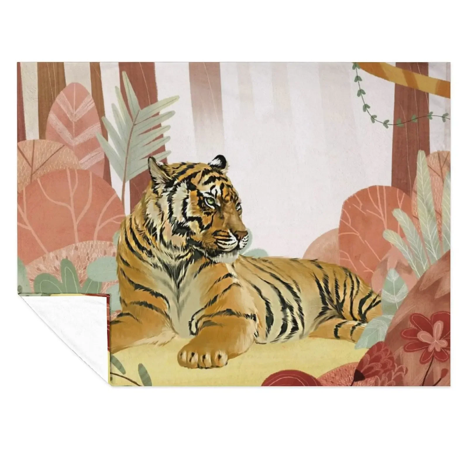 

Calm Tiger - Bengal Throw Blanket Vintage Decorative Throw Soft Plush Plaid Flannel Fabric Blankets