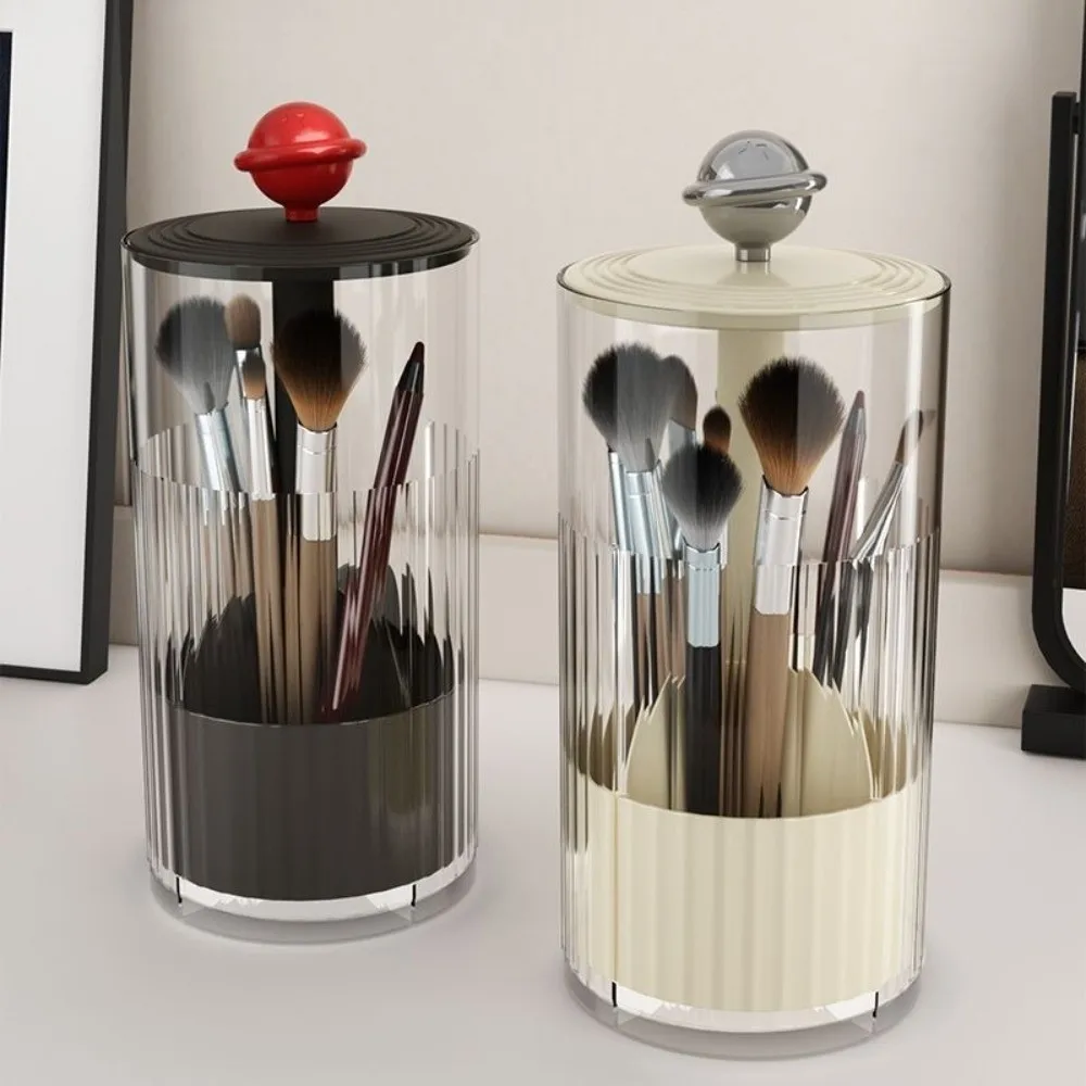 Automatic Lifting Makeup Brush Holder Dustproof Plastic Lipsticks Storage Rack Multi-functional with Lid Cosmetic Storage Box
