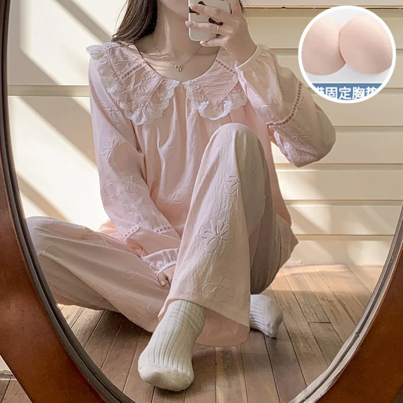 

Cloud Cotton Sleepwear Women's Long Sleeve Doll Collar Home Clothes Princess Style Spring Autumn New Arrival Breathable Cool ...
