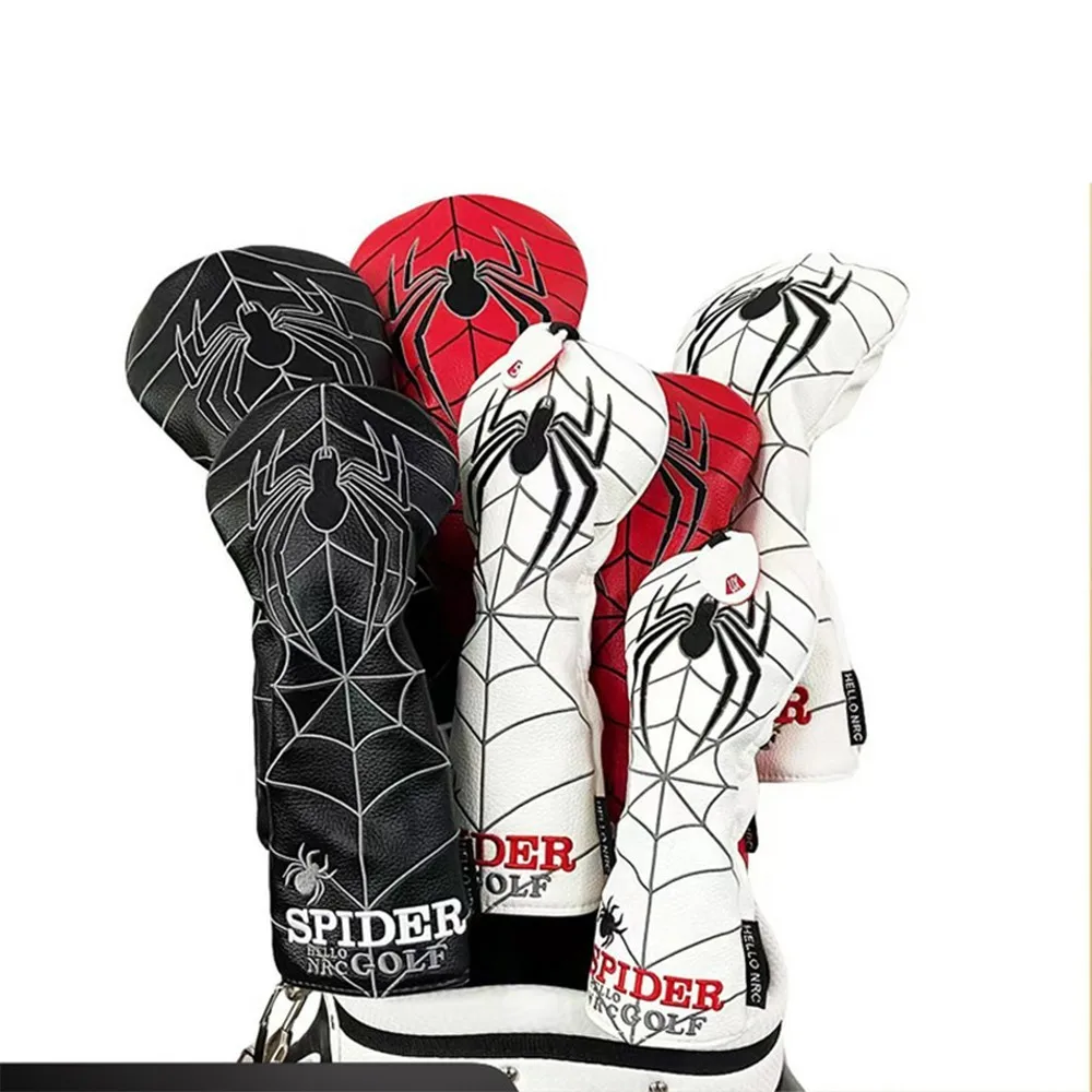 ปลอกคลุมหัวไม้กอล์ฟลายแมงมุม ทำจากหนัง PU สำหรับไดรเวอร์และแฟร์เวย์วูด