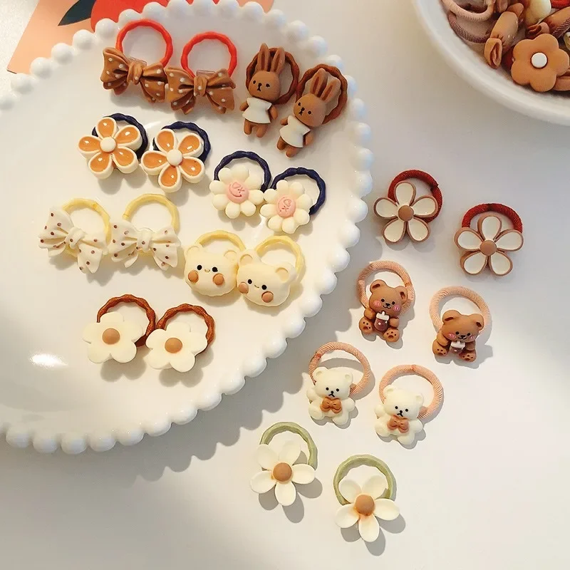 50/100/200PCS Lot Children Hair Accessories Girls Cartoon Elastic Hair Bands Baby Head Rope Kids Small Animal Headband