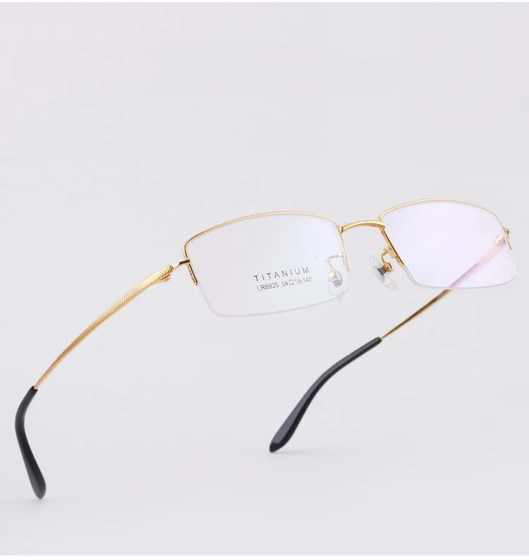 55-17-142 Men's Pure Titanium Glasses Rim Half-Rim Glasses Vintage Frame Custom Prescription Optical Frame